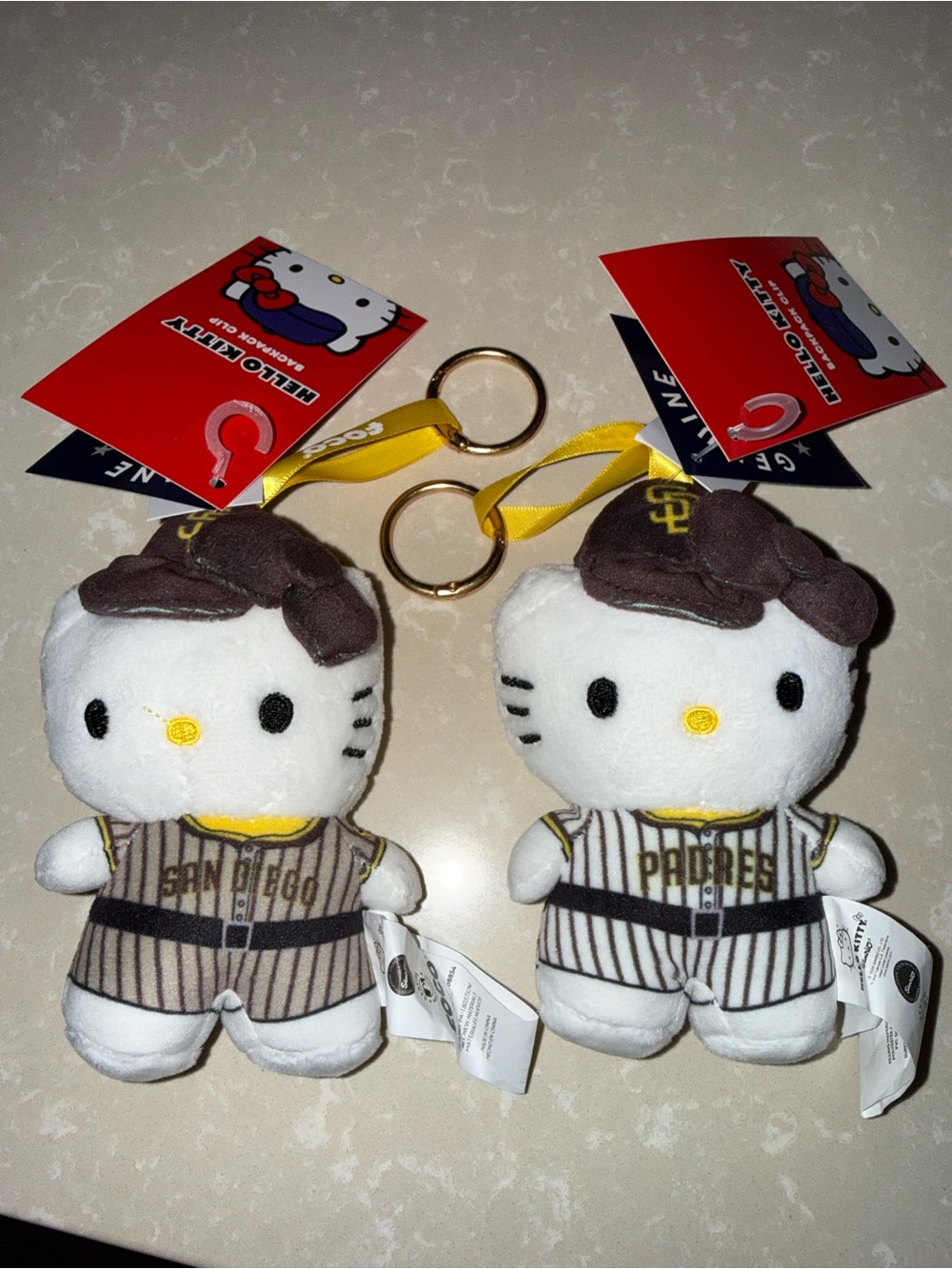 Hello Kitty San Diego Padres Mini Plush Keychain/Bag Charm Set - Picture 3 of 5